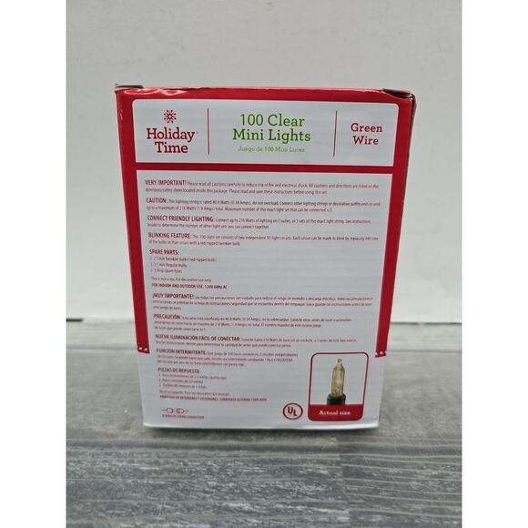 Holiday Time • 100 Clear Mini Lights • Green Wire • Indoor/Outdoor • 23' [2] - Picture 6 of 15